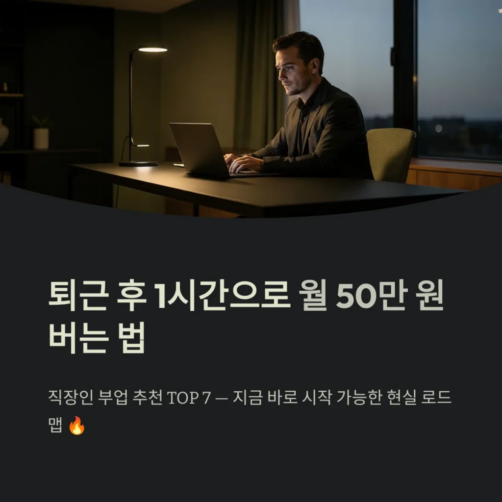 직장인 부업 추천 TOP 7 — 지금 바로 시작 가능한 현실 로드맵
