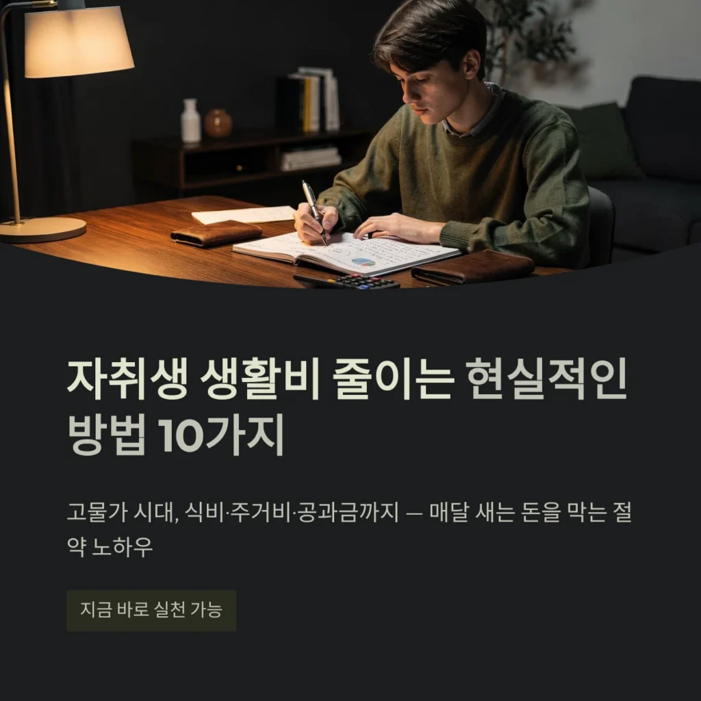 자취생 생활비 줄이는 현실적인 방법 10가지