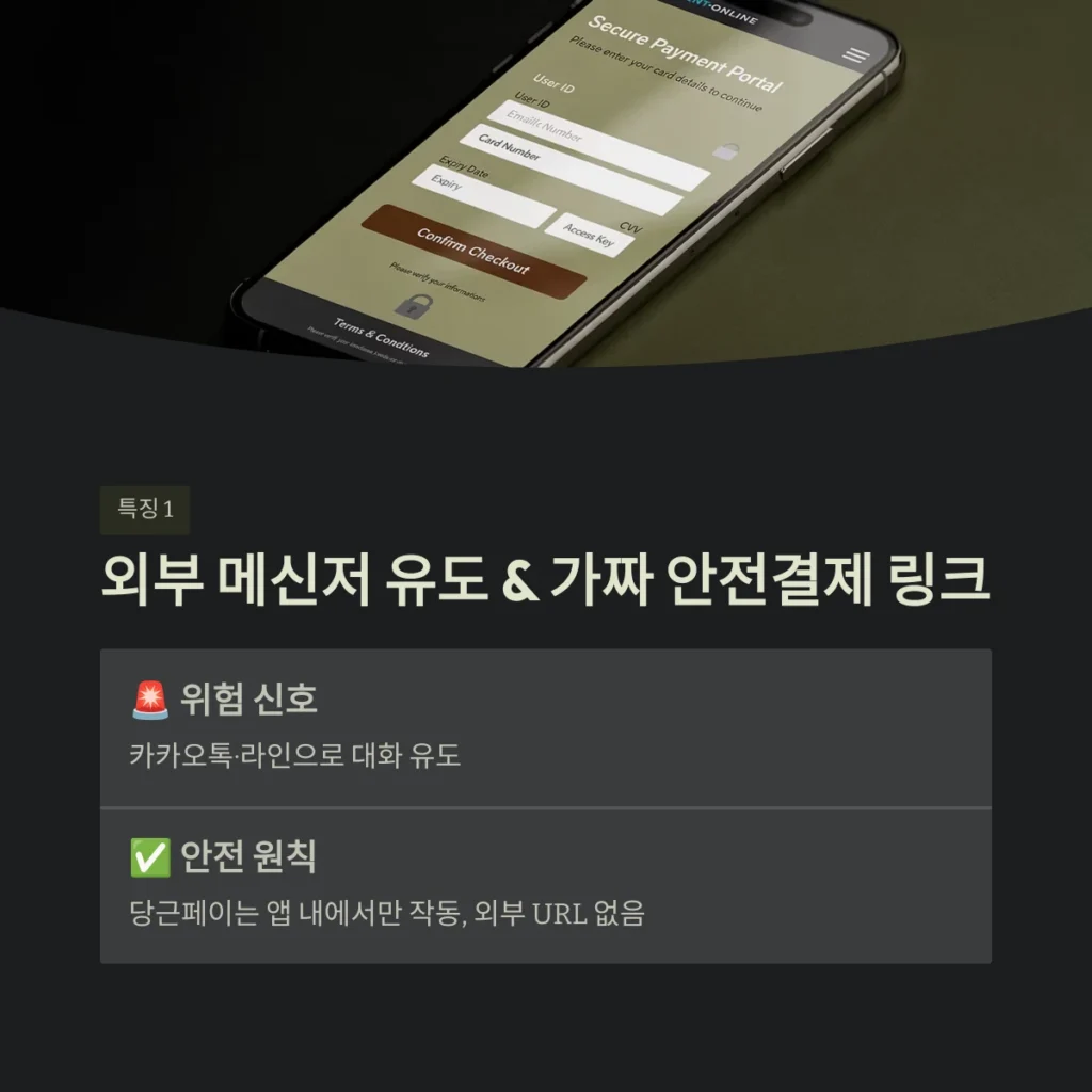 외부 메신저 유도 & 가짜 안전결제 링크