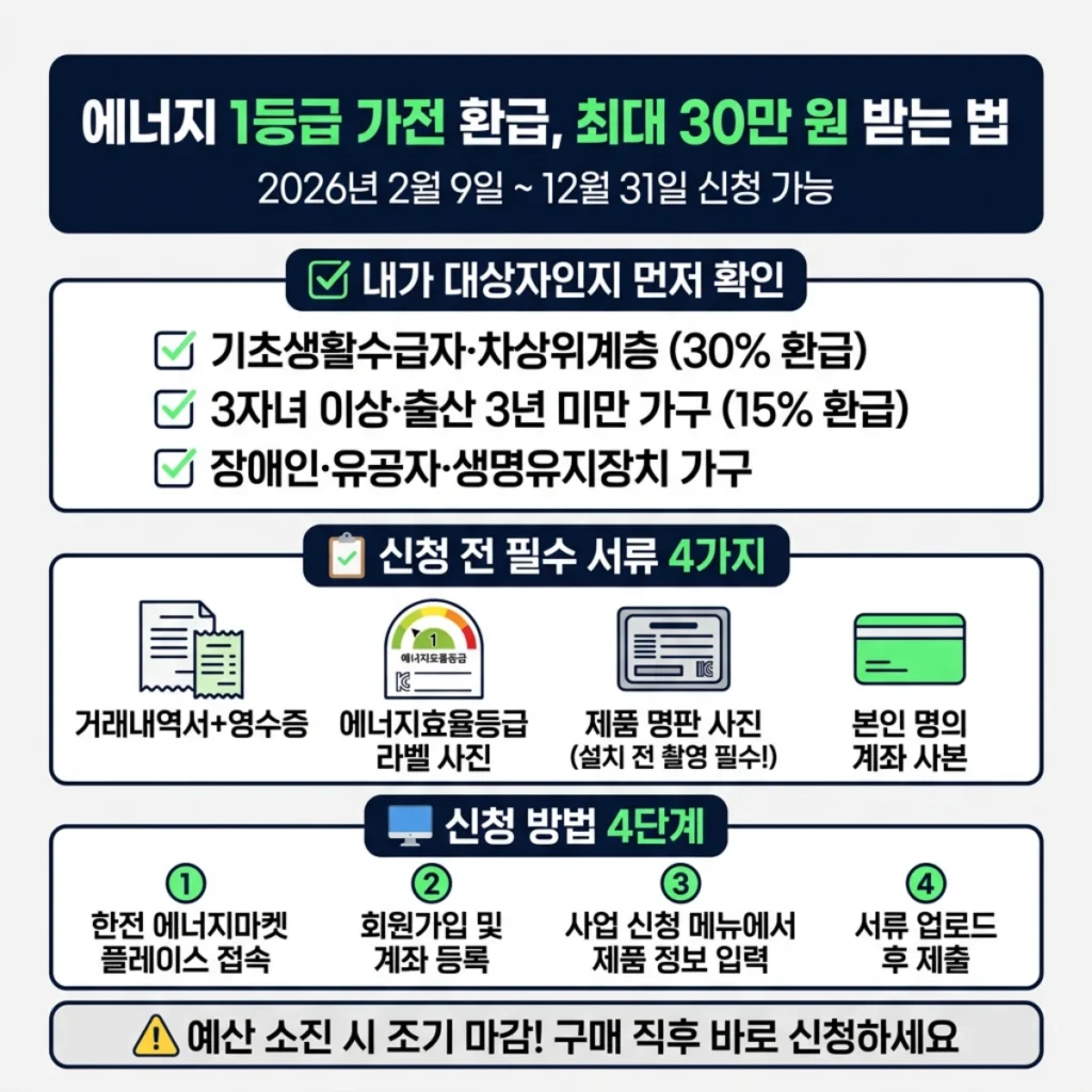 에너지 소비효율 1등급 가전 환급 신청 방법