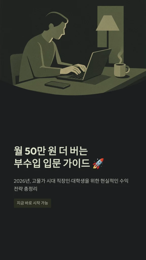 2026년 월 50만 원 더 버는 부수입 입문 가이드: 현실적인 전략과 수익 모델 총정리